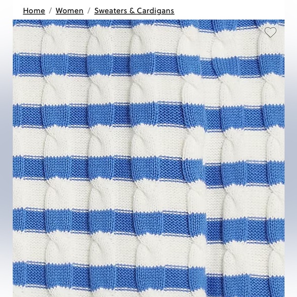 J Crew Factory Striped Cable Sweater Ivory & Blue 100% Cotton Size M. NWT - Picture 2 of 11